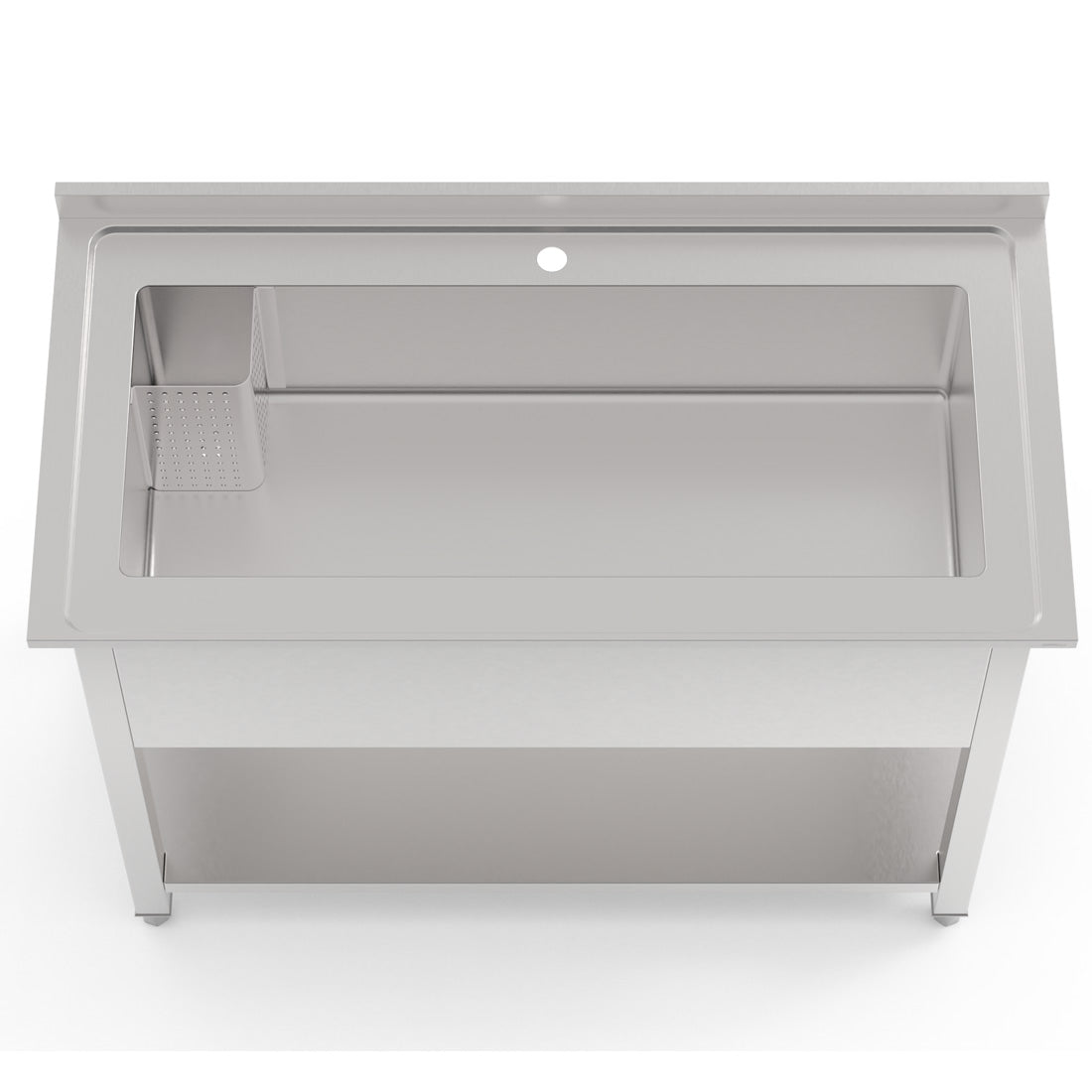 Optimize Your Kitchen Operations with our Stainless Steel Pot Wash Sink (1200mm) - Single Bowl, Designed for Commercial Use. This sink, crafted for durability, is perfect for the rigorous demands of restaurants, bars, and cafes. Front_view.