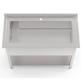 Optimize Your Kitchen Operations with our Stainless Steel Pot Wash Sink (1200mm) - Single Bowl, Designed for Commercial Use. This sink, crafted for durability, is perfect for the rigorous demands of restaurants, bars, and cafes. Front_view.
