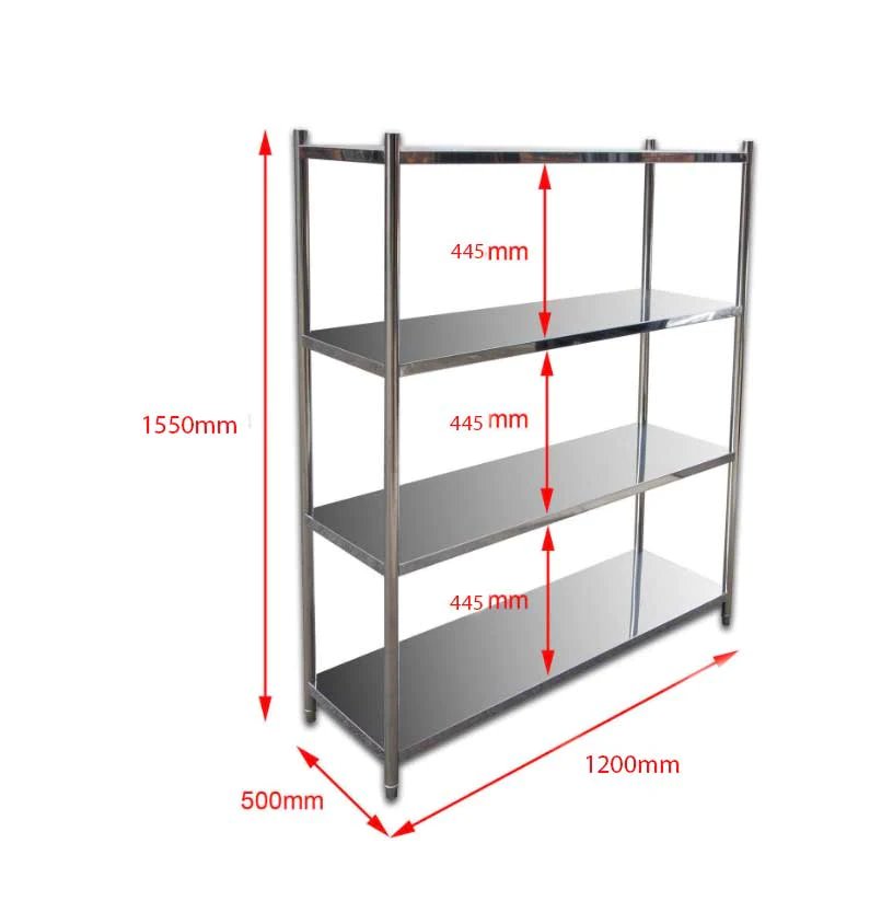 Borrelli 4 Tier Stainless Steel Shelf Rack 1200mm