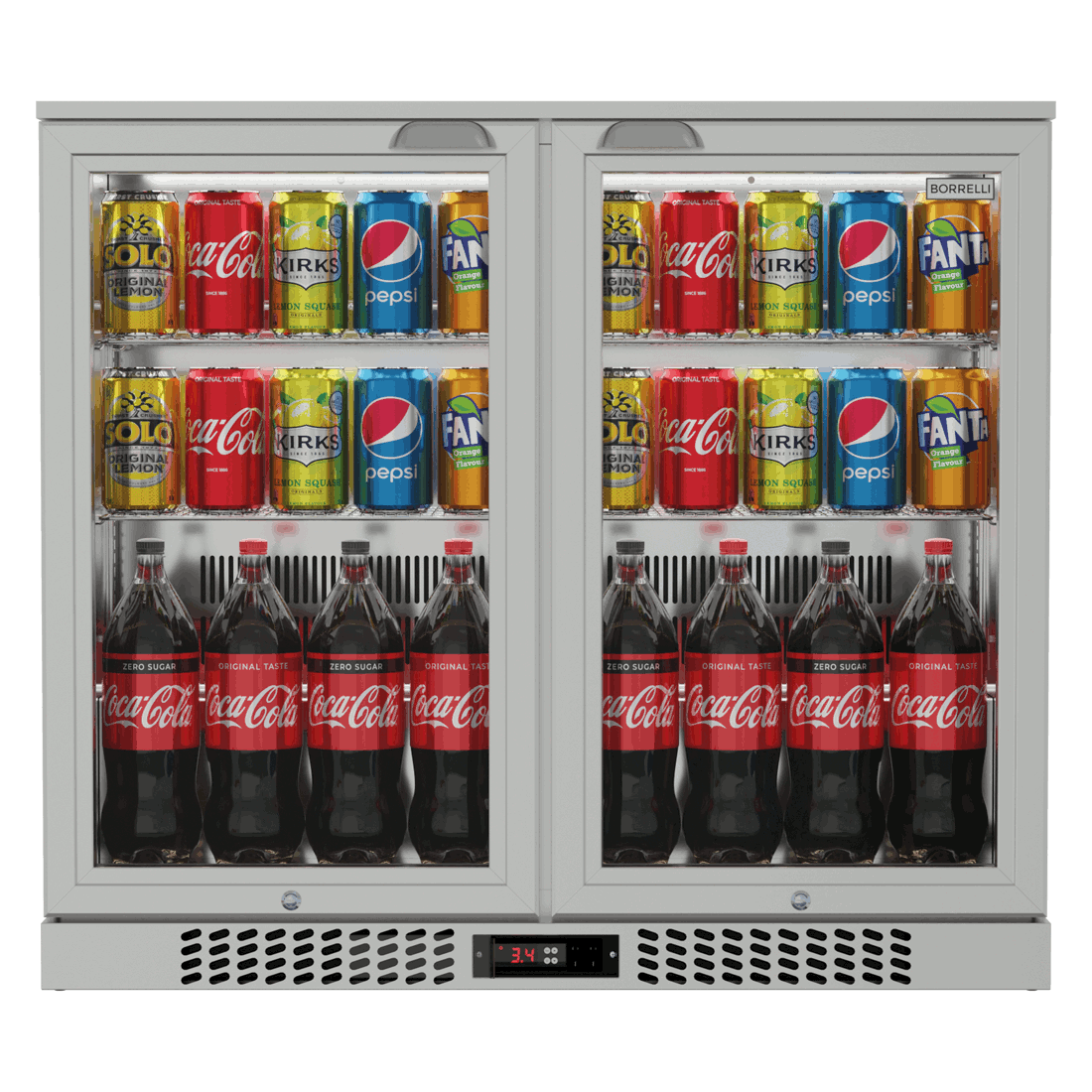 Commercial Deluxe Stainless Steel Bar Fridge With 2 Hinged Doors 207L