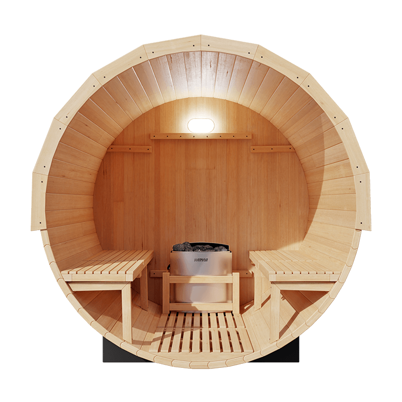 KOVE Outdoor Barrel Sauna – 1–2 Person Garden Sauna with 4.5kW Harvia Electric Heater