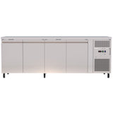 Spacious 545L Commercial Counter Fridge, Ideal For Busy Food Service Operations. Adjustable Shelving Offers Versatile Storage Options. Front Image.