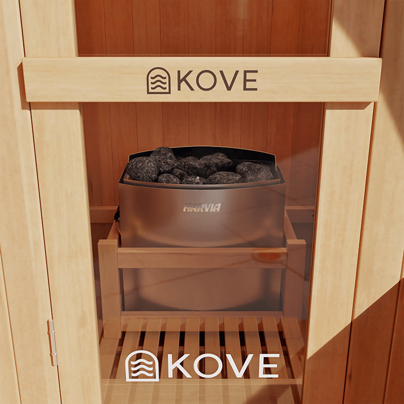 KOVE Outdoor Barrel Sauna – 1–2 Person Garden Sauna with 4.5kW Harvia Electric Heater