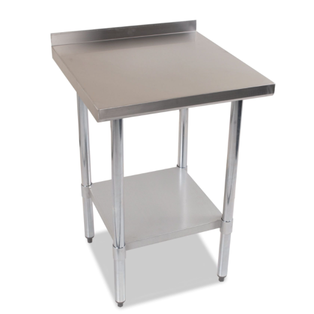 Durable 600mm 201 Food Grade Stainless Steel Wall Table, Ideal for Commercial Kitchens. Robust Construction Ensures Longevity and Reliability. Front Image.