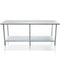 Durable 2100mm 430 Food Grade Stainless Steel Centre Table, Ideal for Commercial Kitchens. Robust Construction Ensures Longevity and Reliability. Front Image.