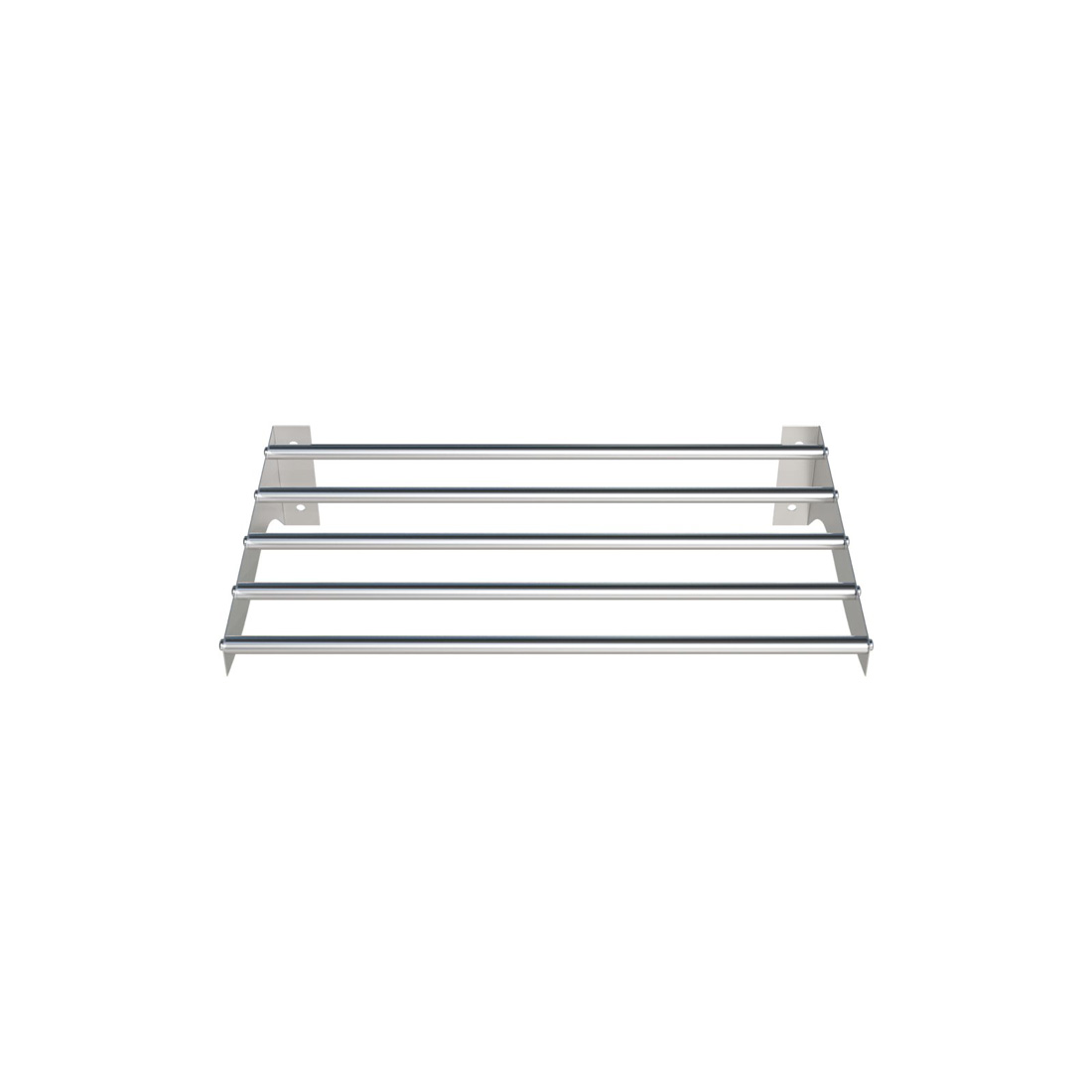 Borrelli commercial-grade 900mm stainless steel tube wall shelf with closed ends, front view, showcasing the sleek design and sturdy construction for kitchen storage solutions.