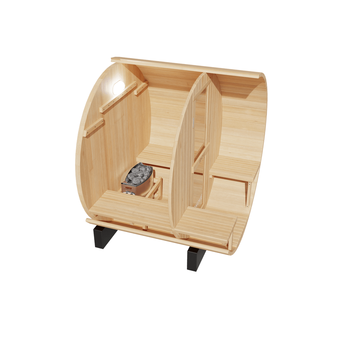KOVE Outdoor Barrel Sauna – 1–2 Person Garden Sauna with 4.5kW Harvia Electric Heater