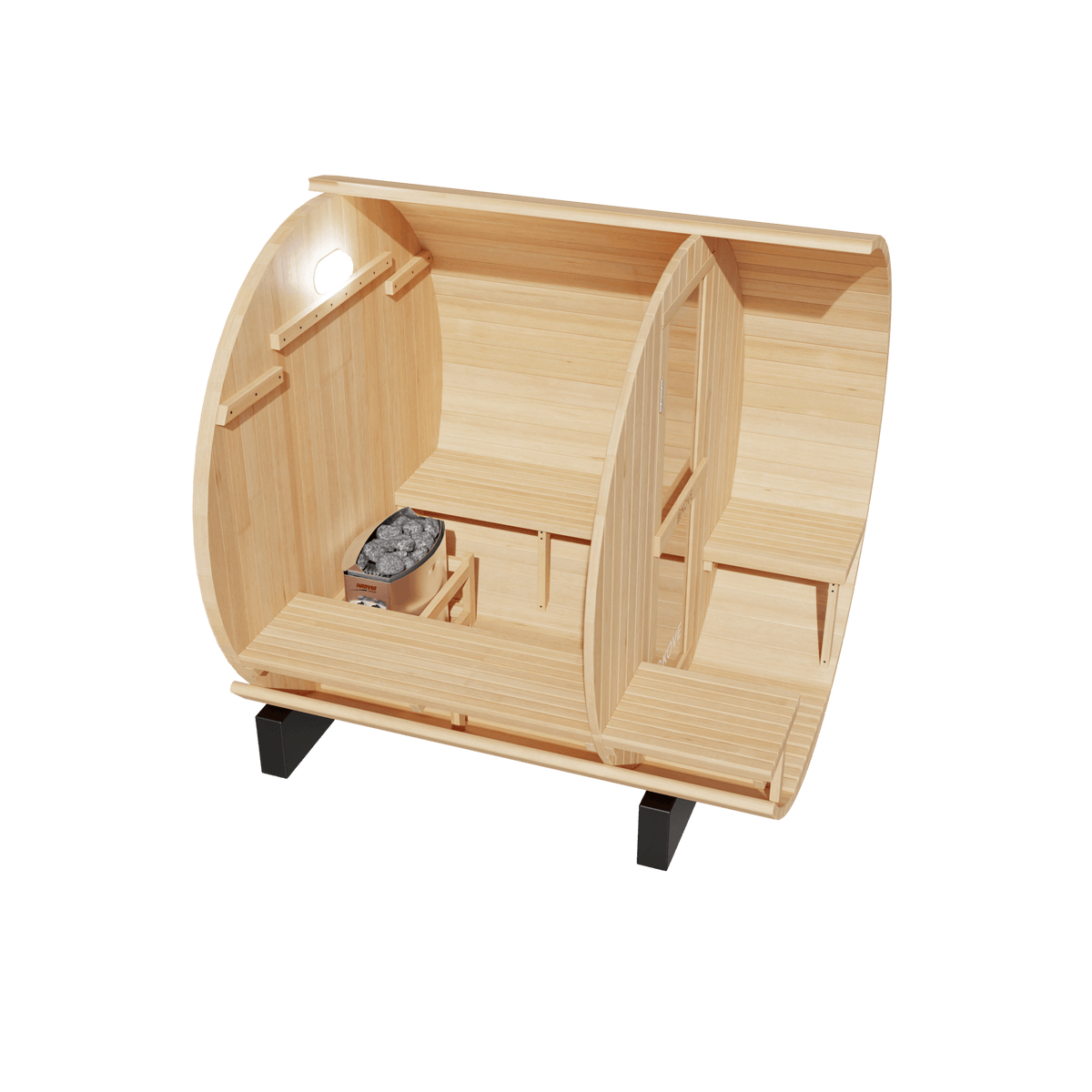 KOVE Outdoor Barrel Sauna – 3–4 Person Garden Sauna with 6kW Harvia Electric Heater