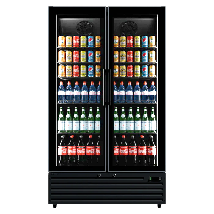 Commercial Upright Bar Fridge With 2 Hinged Glass Doors 758L