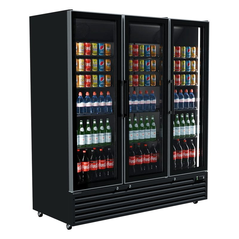 Commercial Upright Bar Fridge With 3 Hinged Glass Doors 1242L