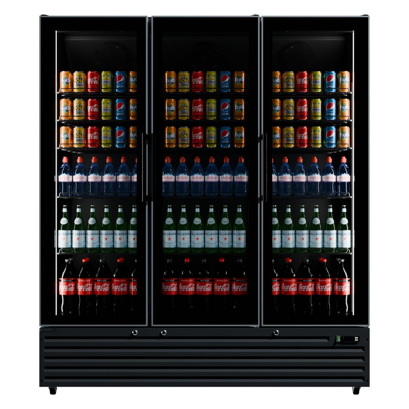 Commercial Upright Bar Fridge With 3 Hinged Glass Doors 1242L