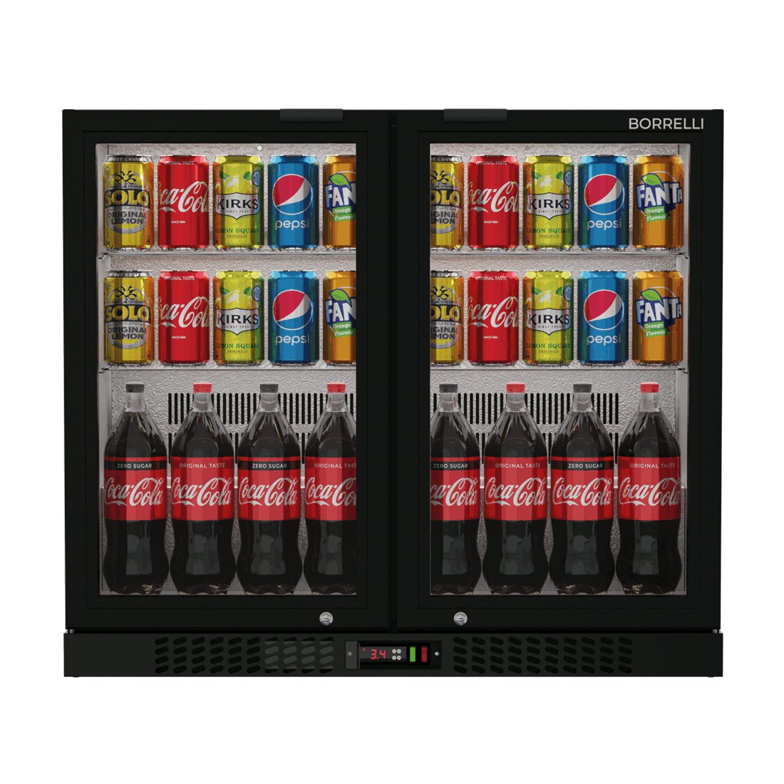 Commercial Undercounter Bar Fridge With 2 Hinged Doors 188L
