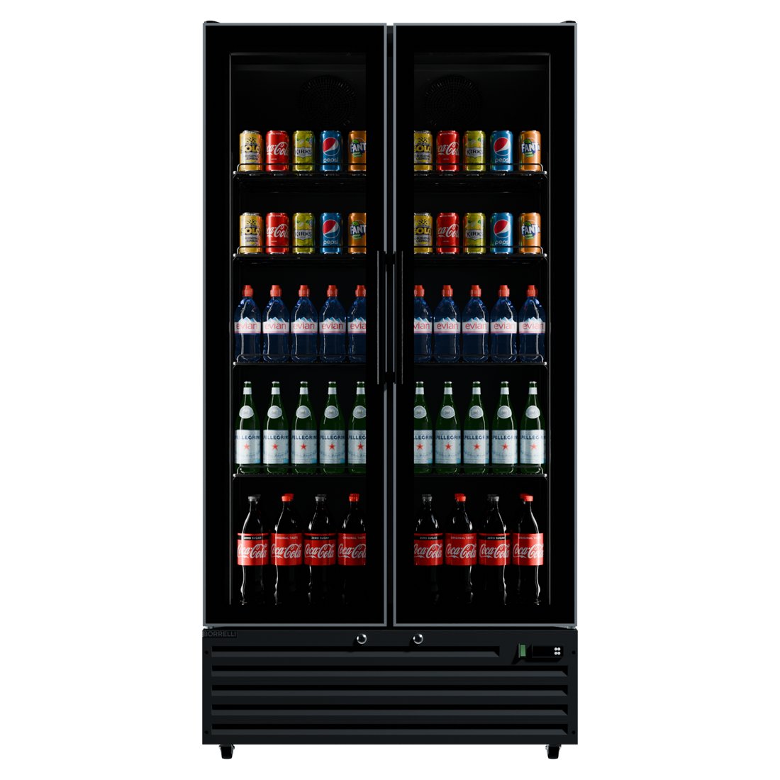 Commercial Upright Bar Fridge With 2 Hinged Glass Doors 675L
