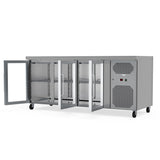 High-Capacity 403L Commercial Counter Fridge, Perfect For Busy Kitchens And Food Service Establishments. Spacious Interior With Adjustable Shelving To Accommodate Various Products. Front Empty Angle Door Opening Image.
