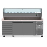 Spacious 428L Prep Fridge, Perfect for Busy Kitchen Environments. Versatile Interior Layout for Efficient Ingredient Organisation. Front Image.