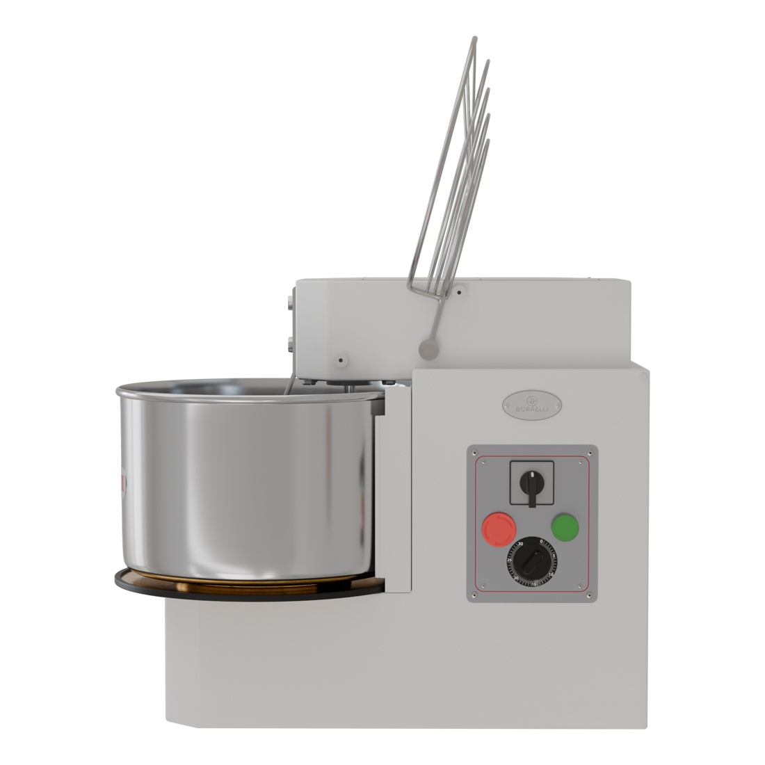 Borrelli Spiral Dough Mixer 25L - 16kg Kneading - Double Motion - Single Speed Tilting Head