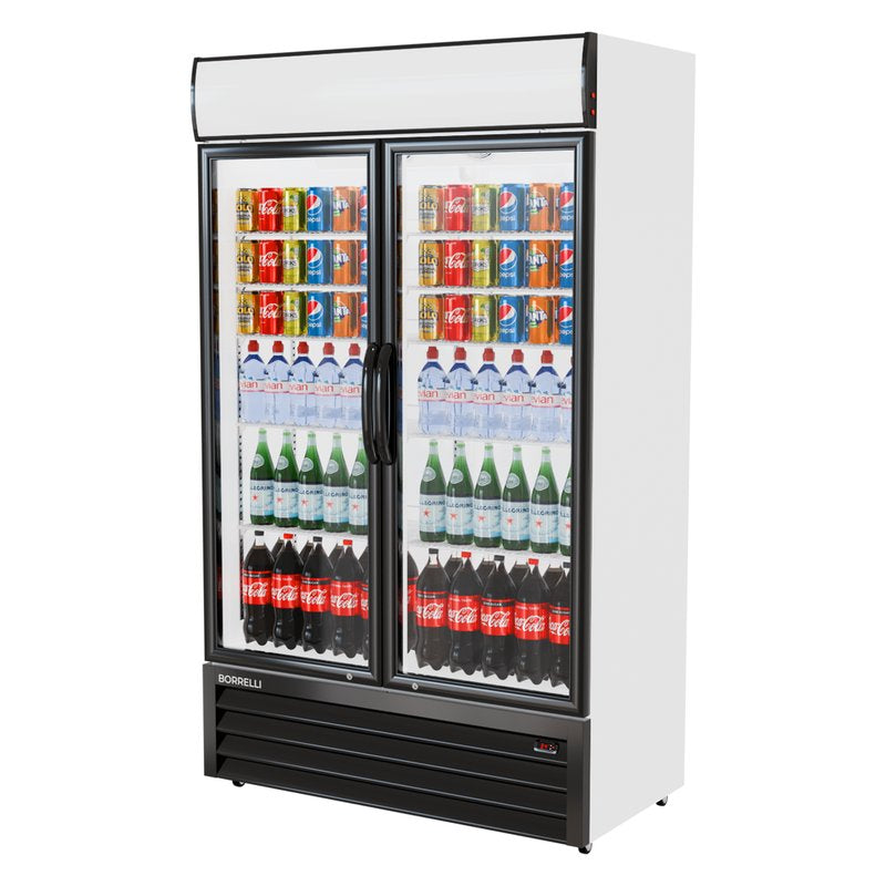 Commercial Display Fridge With 2 Hinged Glass Doors 879L