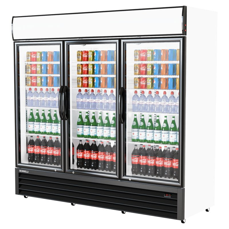 Commercial Display Fridge With 3 Hinged Glass Doors 1383L