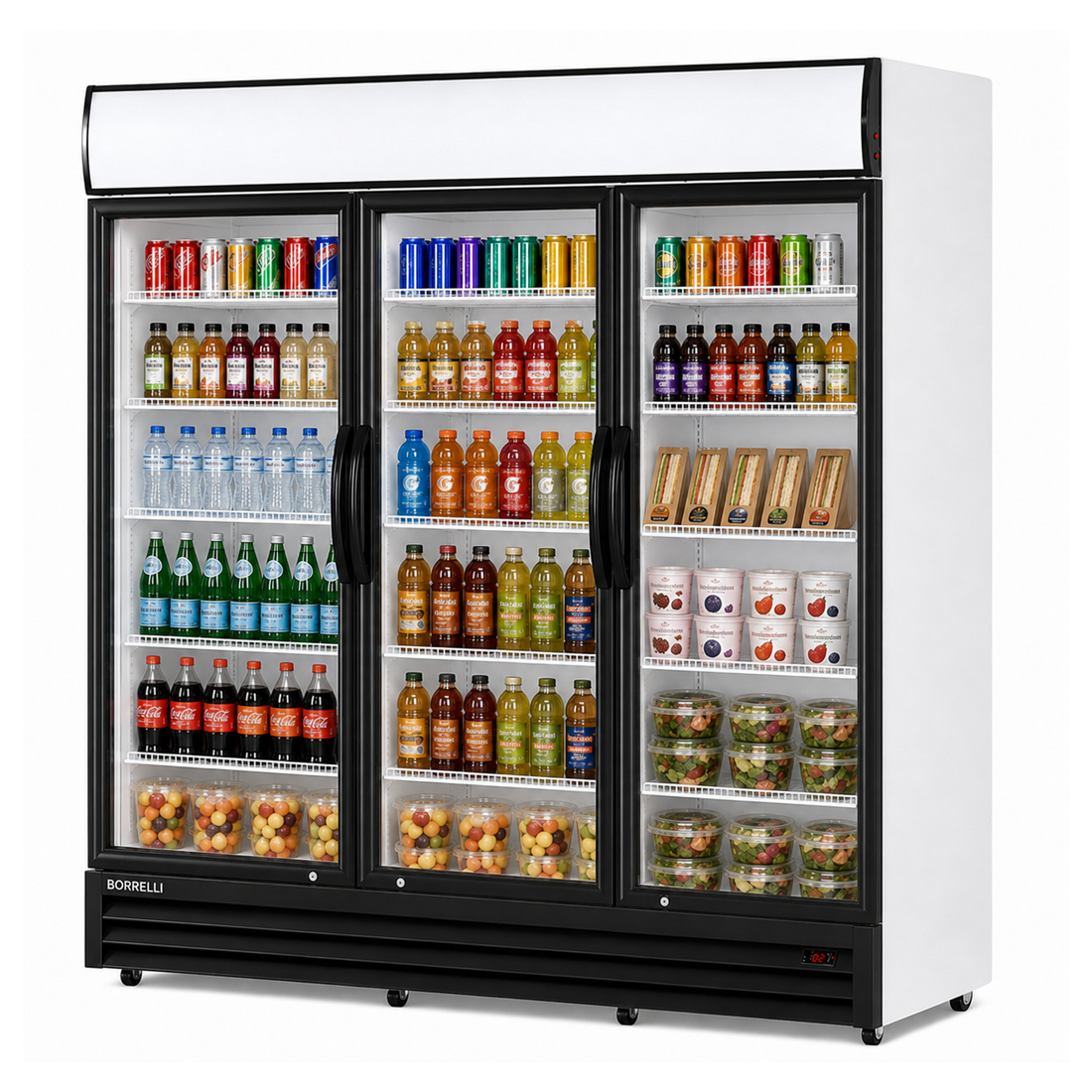 Commercial Display Fridge With 3 Hinged Glass Doors 1383L