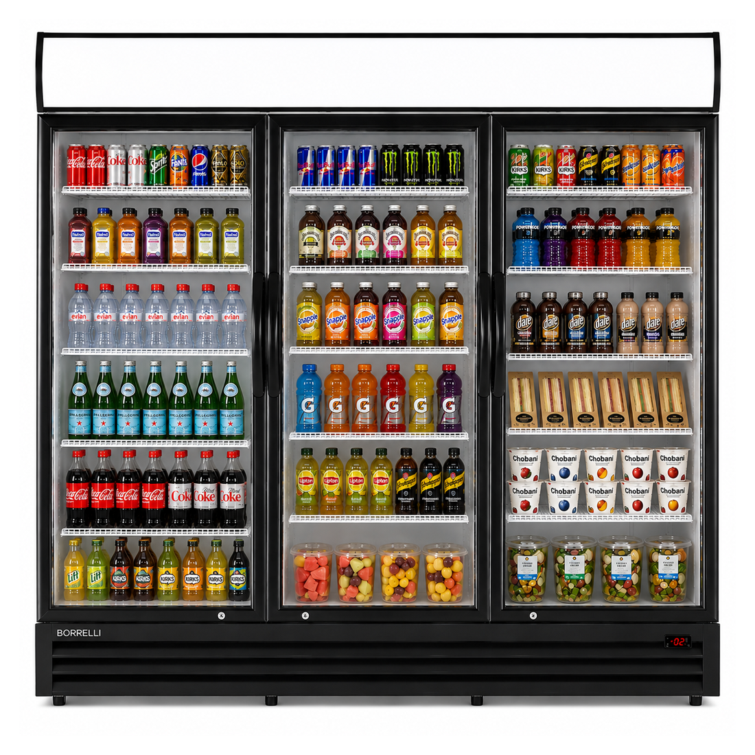 Commercial Display Fridge With 3 Hinged Glass Doors 1924L