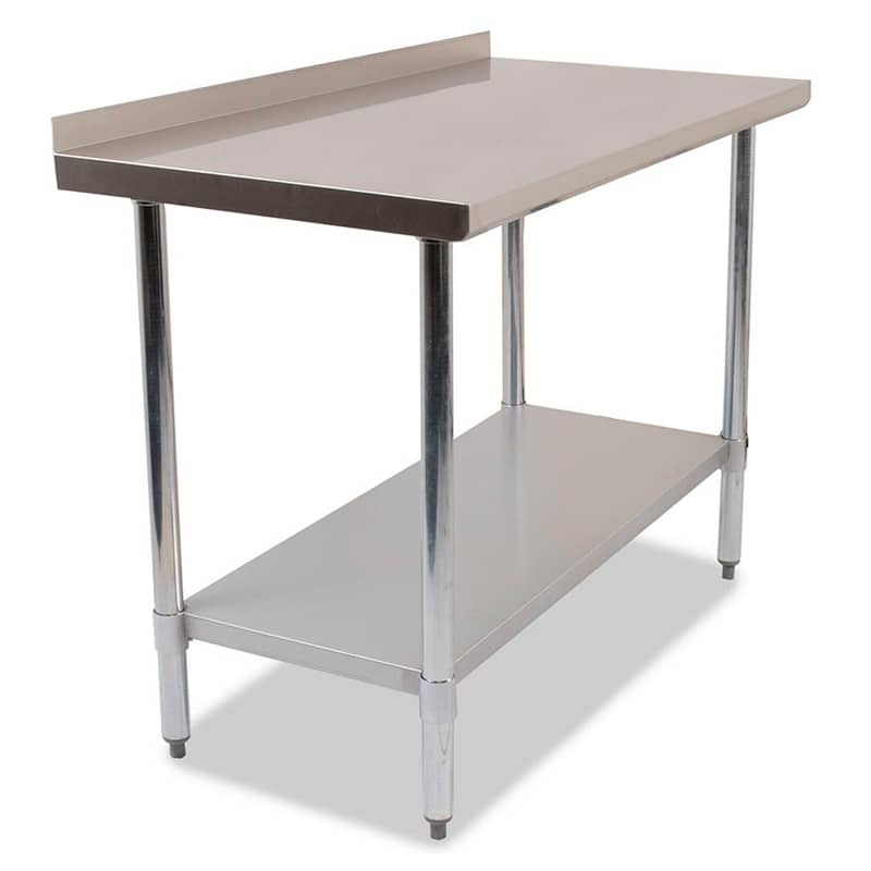 Durable 1500mm 430 Food Grade Stainless Steel Wall Table, Ideal for Commercial Kitchens. Robust Construction Ensures Longevity and Reliability. Front Image.