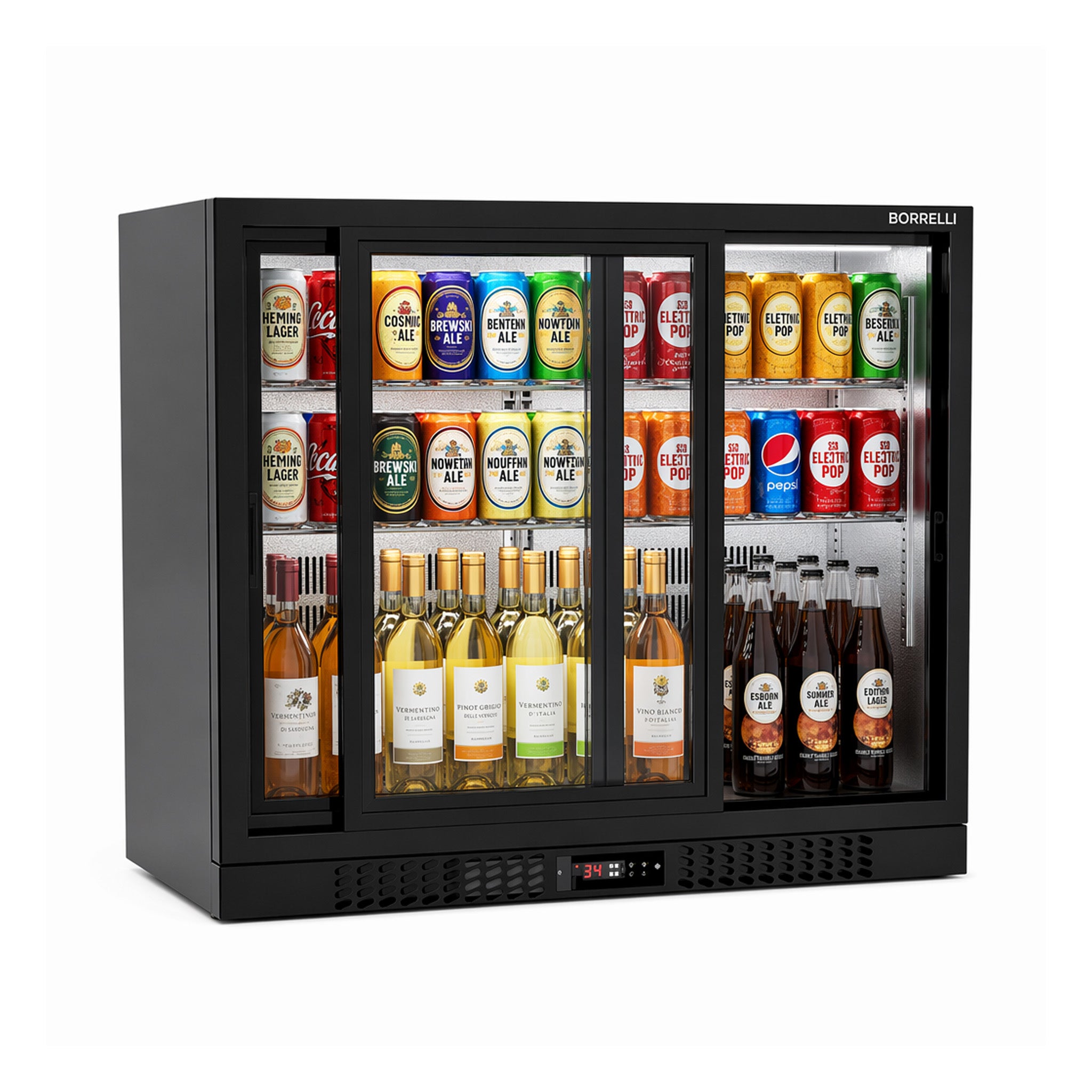 Commercial Bar Fridge With 2 Sliding Doors 207L