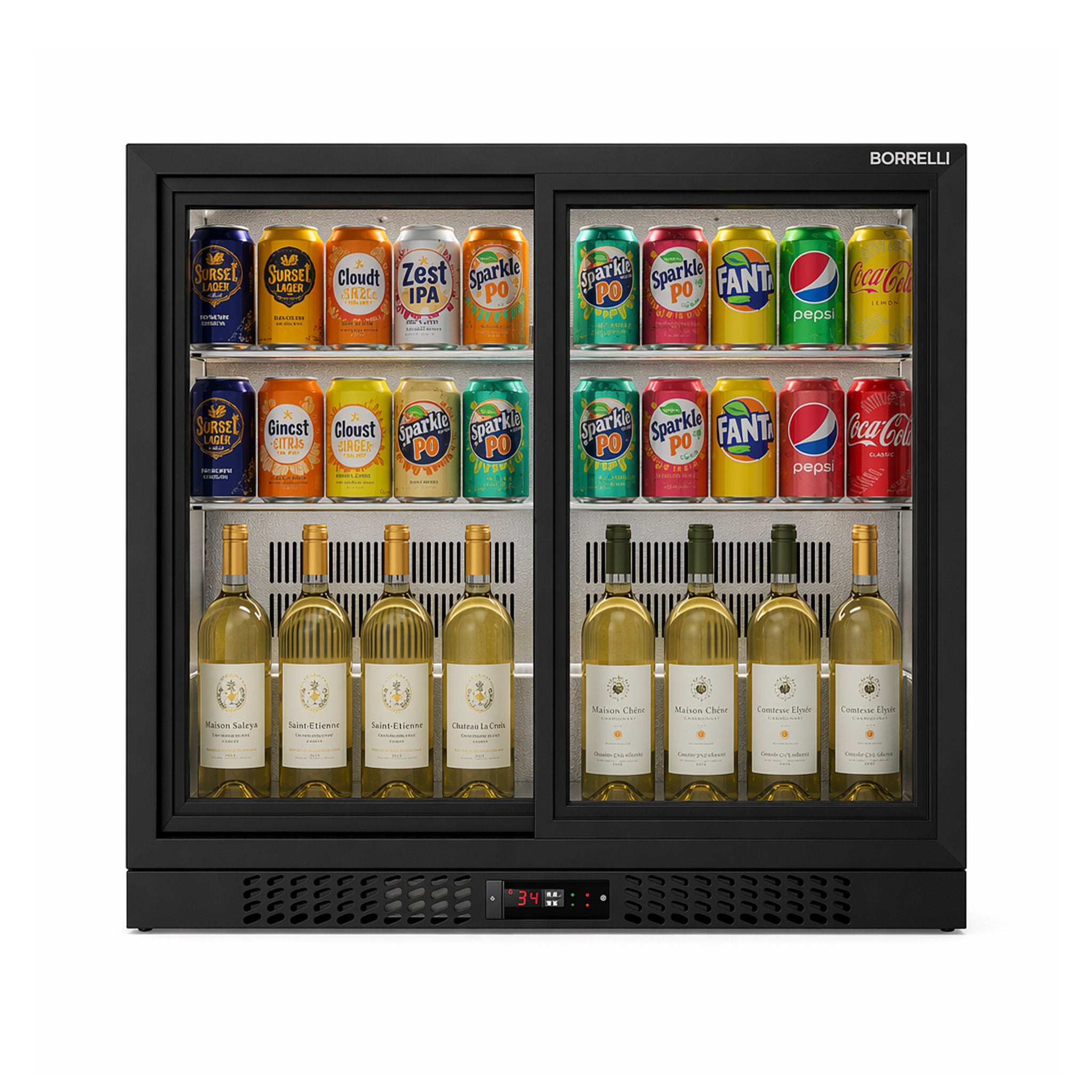 Commercial Bar Fridge With 2 Sliding Doors 207L