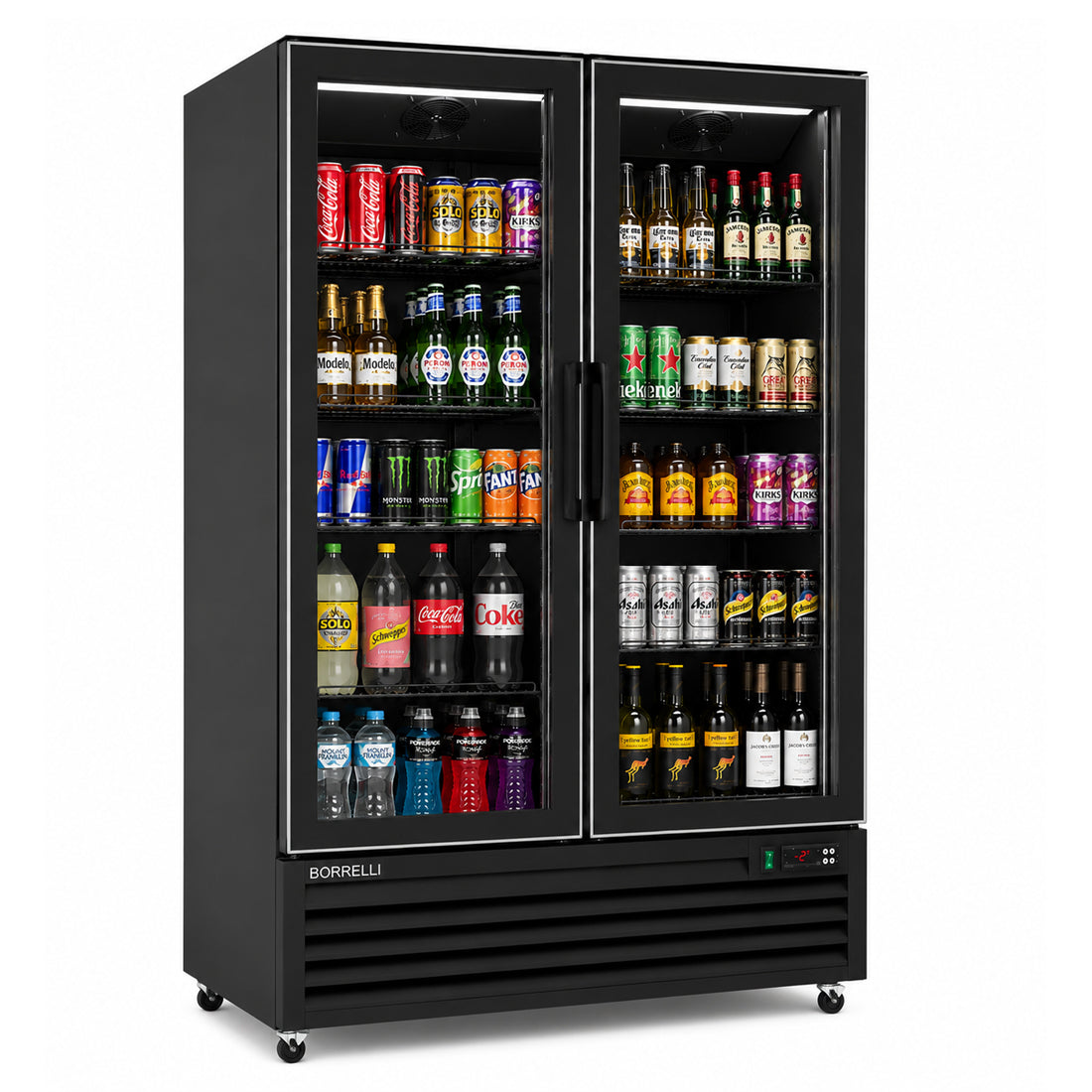 Commercial Upright Bar Fridge With 2 Hinged Glass Doors 758L