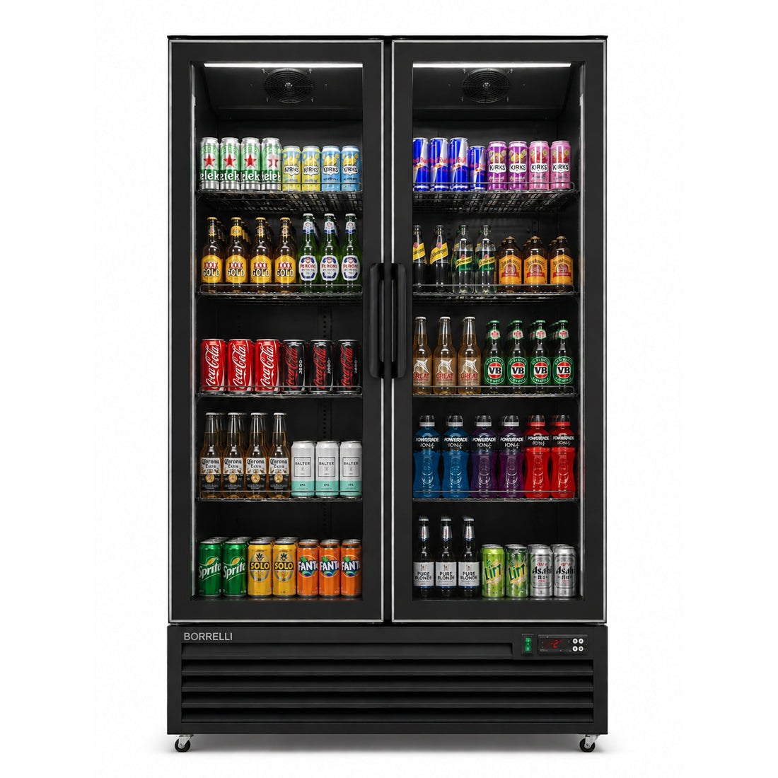 Commercial Upright Bar Fridge With 2 Hinged Glass Doors 758L