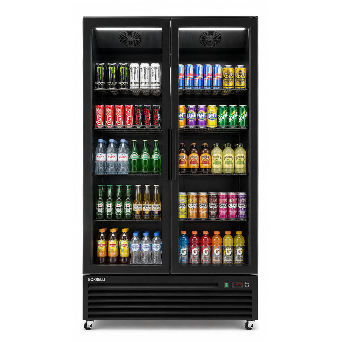 Commercial Upright Bar Fridge With 2 Hinged Glass Doors 675L
