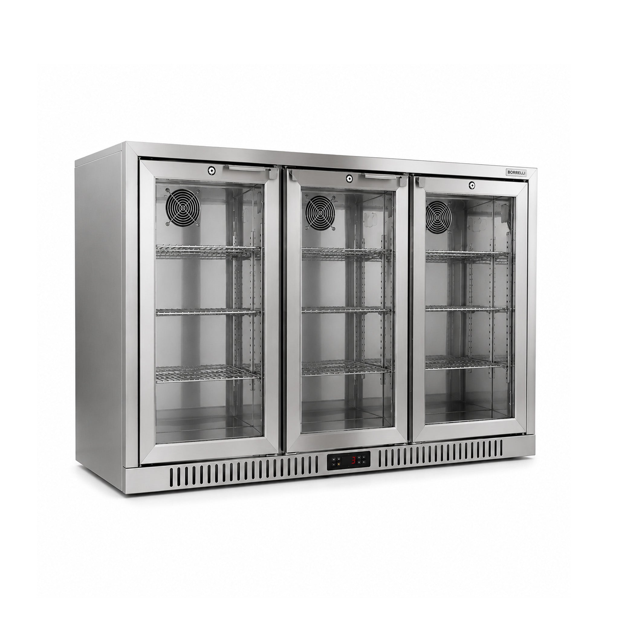 Commercial Deluxe Stainless Steel Bar Fridge With 3 Hinged Doors 324L