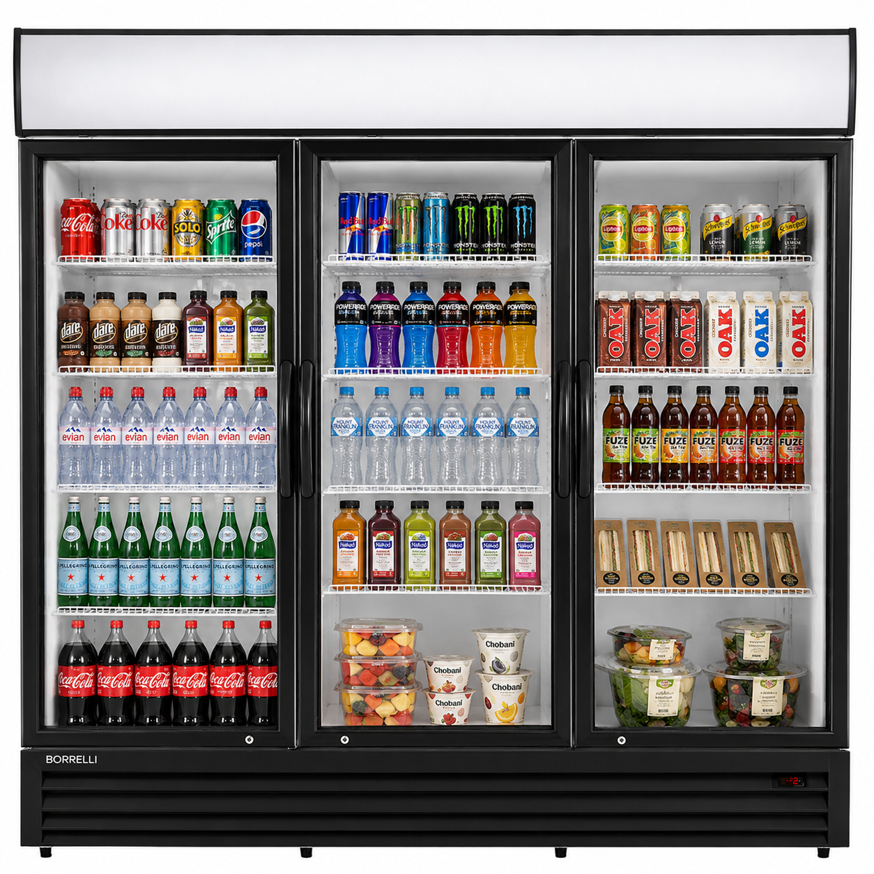Commercial Display Fridge With 3 Hinged Glass Doors 1383L