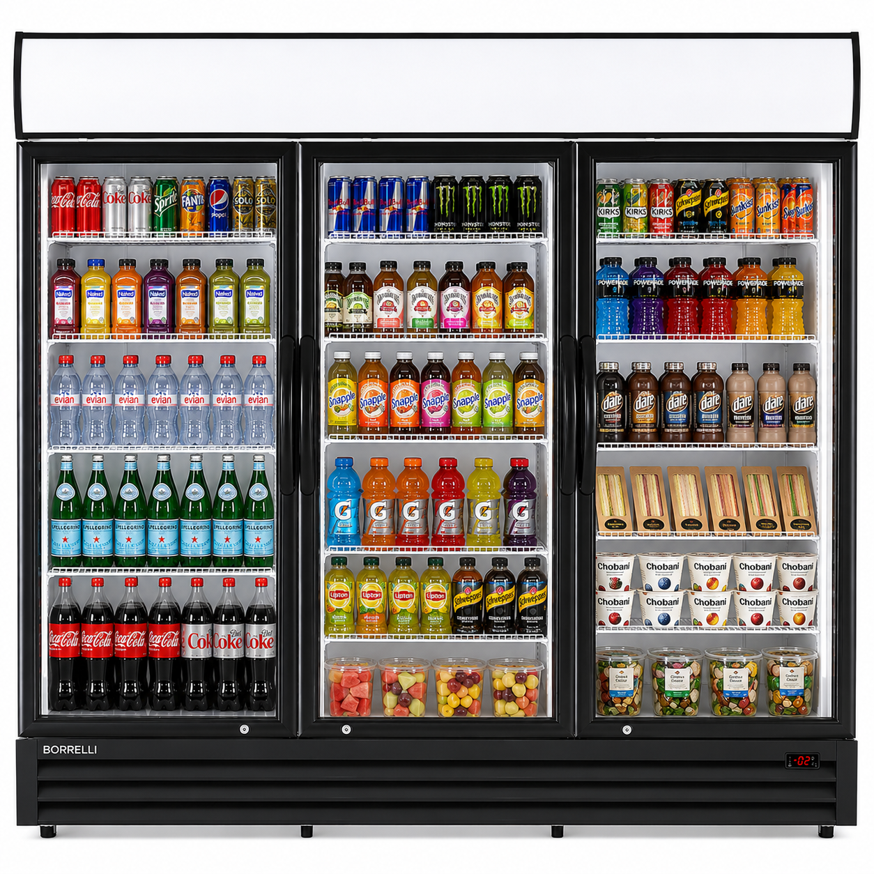 Commercial Display Fridge With 3 Hinged Glass Doors 1924L