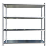 High-resolution image of Borrelli 1800mm wide stainless steel rack with 4 tiers, showcasing its sleek, straight-front design suitable for commercial kitchen storage.