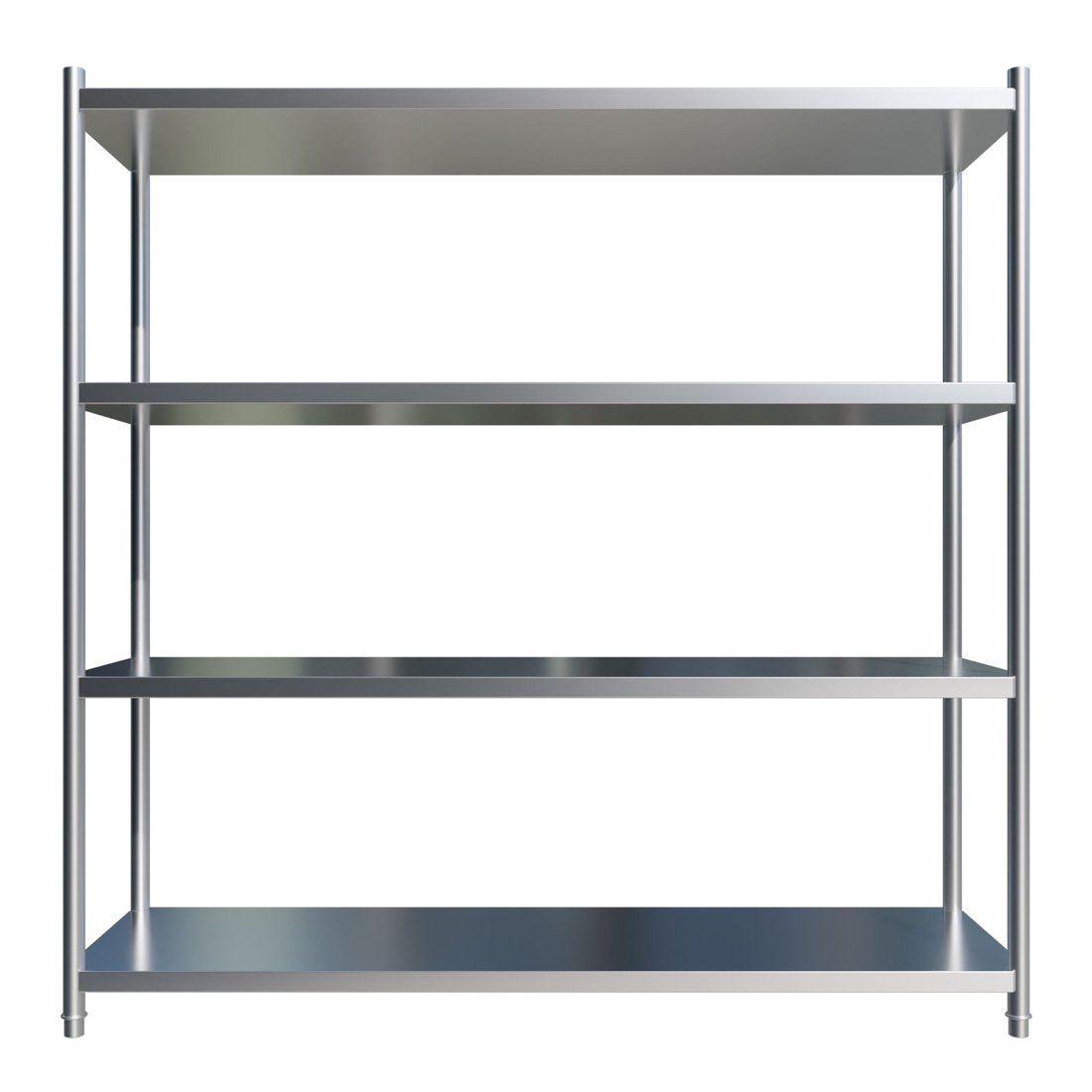 High-resolution image of Borrelli 1800mm wide stainless steel rack with 4 tiers, showcasing its sleek, straight-front design suitable for commercial kitchen storage.