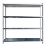 High-resolution image of Borrelli 1800mm wide stainless steel rack with 4 tiers, showcasing its sleek, straight-front design suitable for commercial kitchen storage.