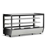 200 liter refrigerated food display showcase with straight glass for enhanced visibility and presentation