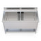 Dual-bowl commercial stainless steel potwash sink, featuring large capacity for high-volume kitchens, with durable construction and easy-to-clean surfaces