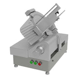 Heavy-duty 13" meat slicer for commercial use, for efficient slicing of various meats, adjustable settings, and robust construction for longevity
