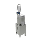 Angled view of Borrelli 20kg potato peeler, emphasizing its efficient peeling capacity.