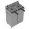 High-capacity Borrelli commercial free-standing twin tank fryer with 14-liter capacity, featuring left-side ventilation for efficient kitchen use.