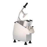 Borrelli vegetable prep machine viewed from the upper left, featuring a robust handle and a safety switch, designed for consistent and safe food preparation.