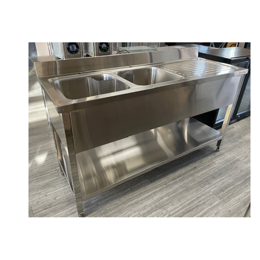 Borrelli Stainless Steel Double Bowl Sink 1600mm - Right Hand Drainer- Floor stock
