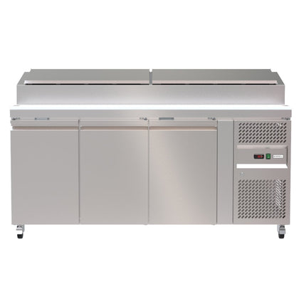 Borrelli 3 Door Stainless Steel Commercial Counter Prep Fridge 403L- SH3000/700