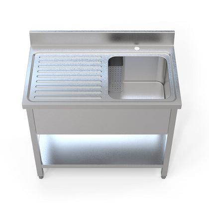 Borrelli Stainless Steel Single Bowl Sink 1000mm - Left Hand Drainer