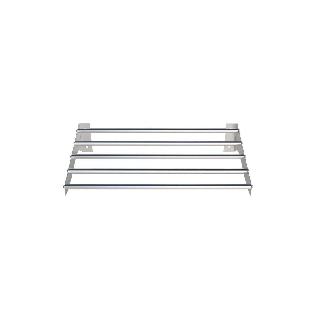 Enhance Your Workspace with our 600mm Stainless Steel Tube Wall Shelf, Featuring a Polished Finish. Crafted for durability and aesthetics, this wall shelf is perfect for commercial kitchens, medical facilities Etc. Front_view.