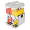 24L Twin Tank Refrigerated Juice Dispenser, Perfect for Serving Refreshing Drinks. Robust Construction for Durability and Reliability. Efficient Cooling System Keeps Beverages Chilled. Front Angle Image.
