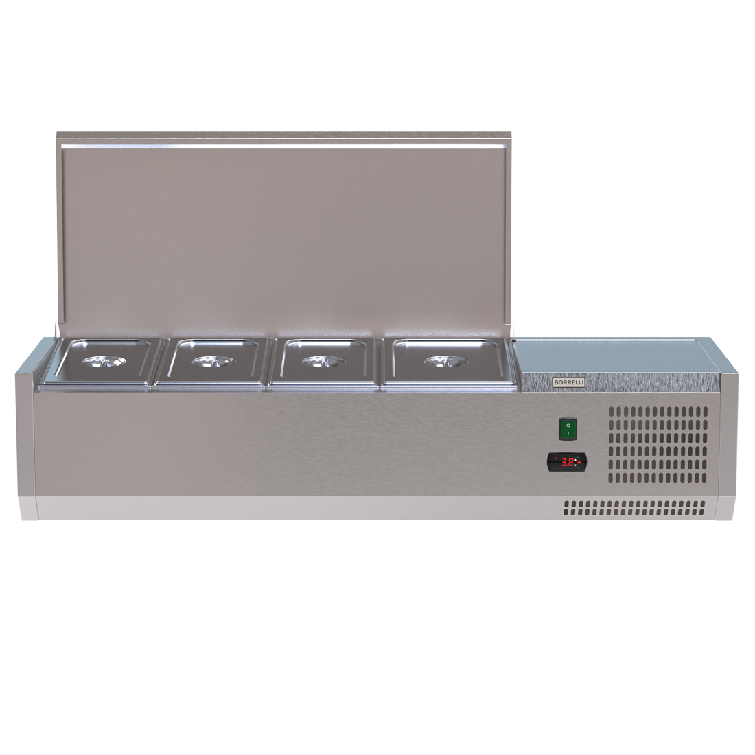 Borrelli VRX Servery 1200mm - Counter Top Prep Fridge with Stainless Steel Lid