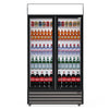 Discover the Efficiency of our 1000-Litre Display Fridge with Hinged Doors: Ideal for Commercial Use. This durable design is tailored for the rigorous demands of restaurants, bars, and cafes front view.