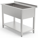 Optimize Your Kitchen Operations with our Stainless Steel Pot Wash Sink (1200mm) - Single Bowl, Designed for Commercial Use. This sink, crafted for durability, is perfect for the rigorous demands of restaurants, bars, and cafes. Angle_view